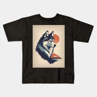 Husky Dog 3 - Japanese Old Vintage Kids T-Shirt